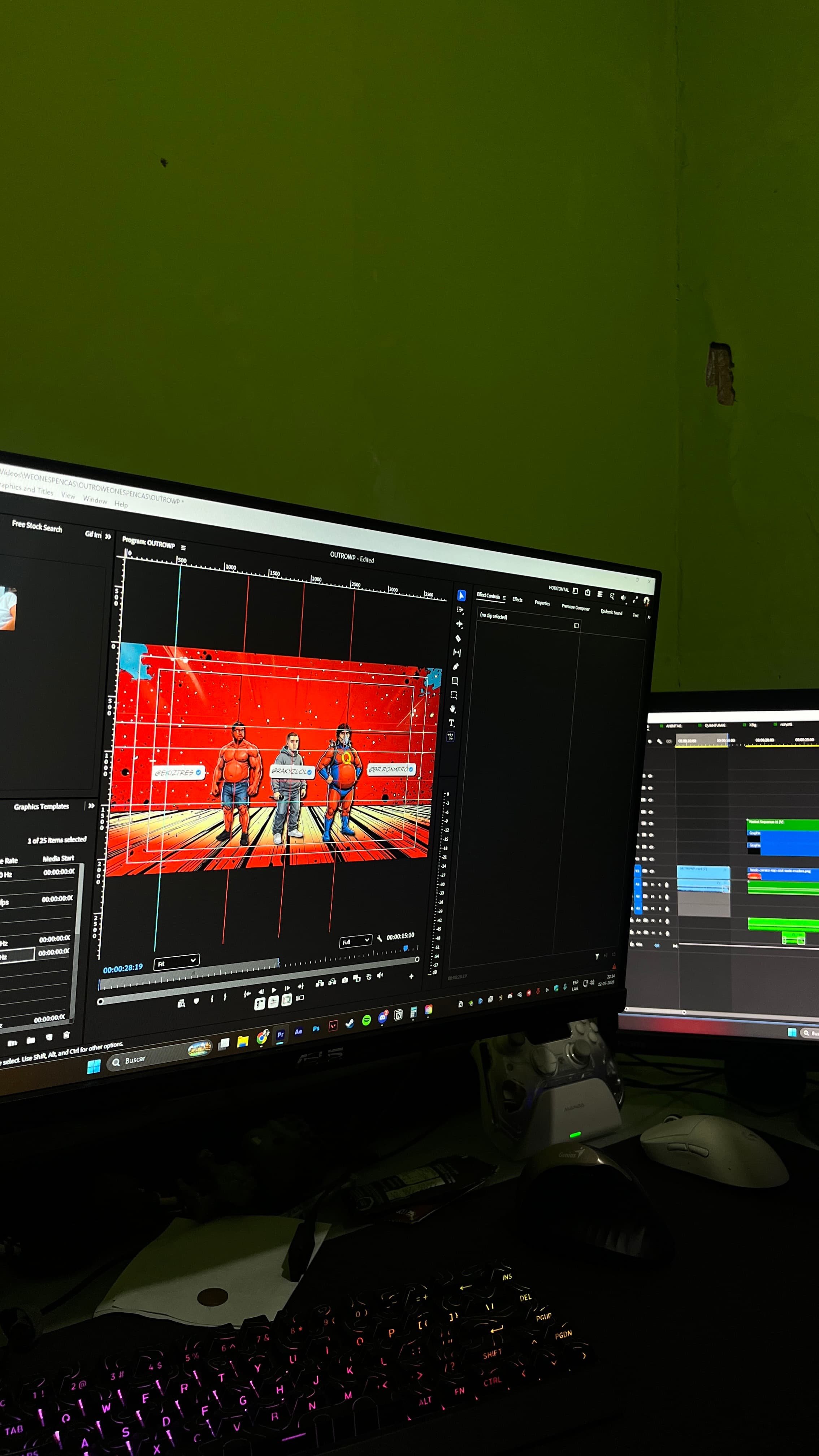 Timeline de la outro del podcast Weones Pencas en Premiere Pro